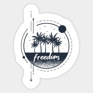 Palms And Airplane. Freedom, Summer. Motivational Quote. Geometric Style Sticker